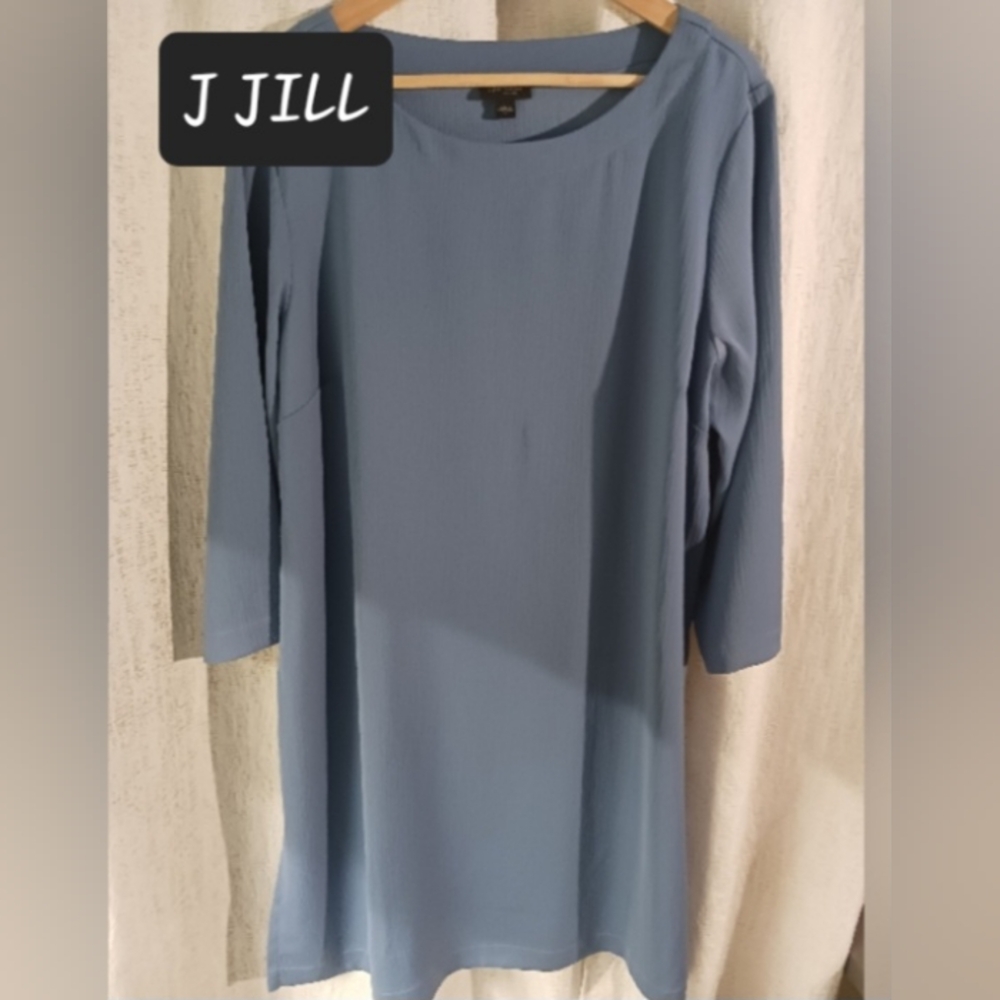 J Jill Wearever tunic blouse womens side large gorgeous blue color
